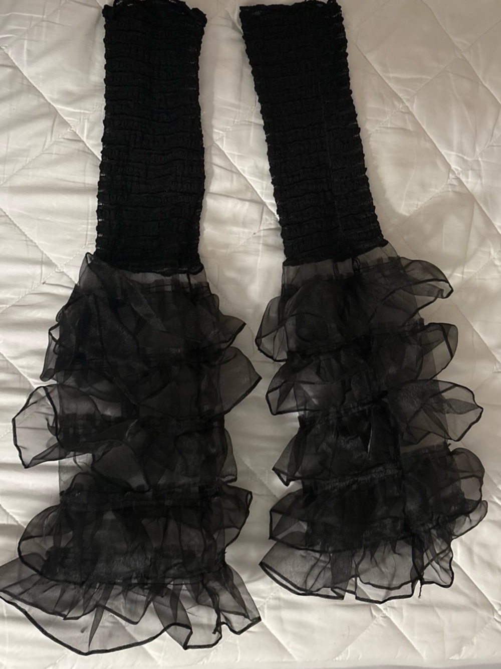 Black Ruffled Sheer Leg Warmers
